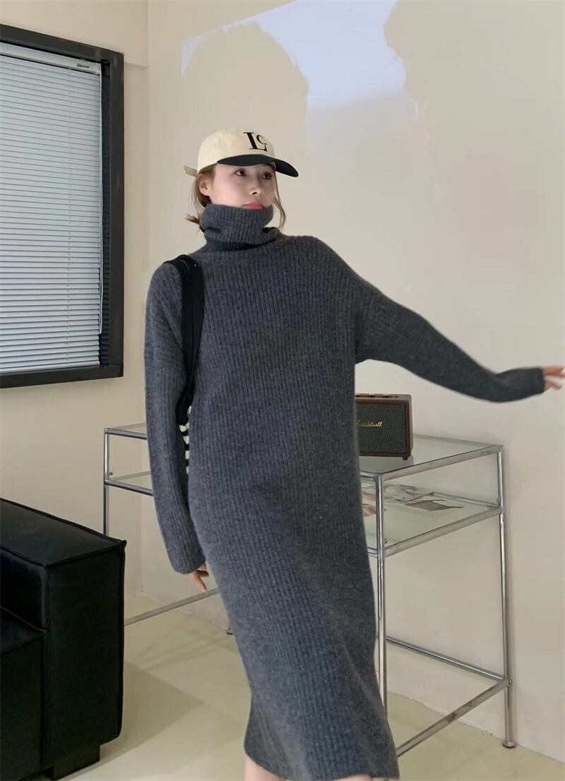 【dress】無地ニットワンピース　M19129