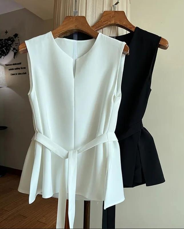 【tops】2色ウエストリボンタンクトップF7535