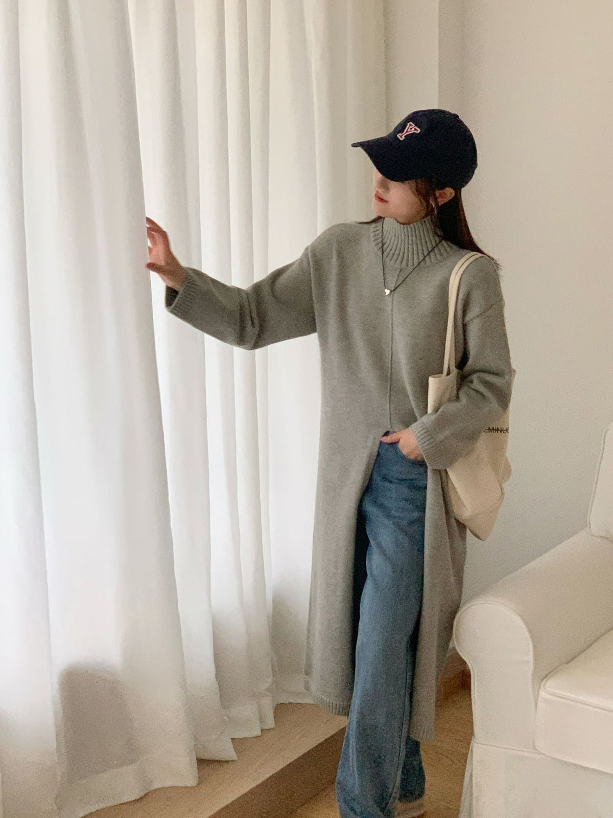 【dress】スリットニットワンピース　M26246
