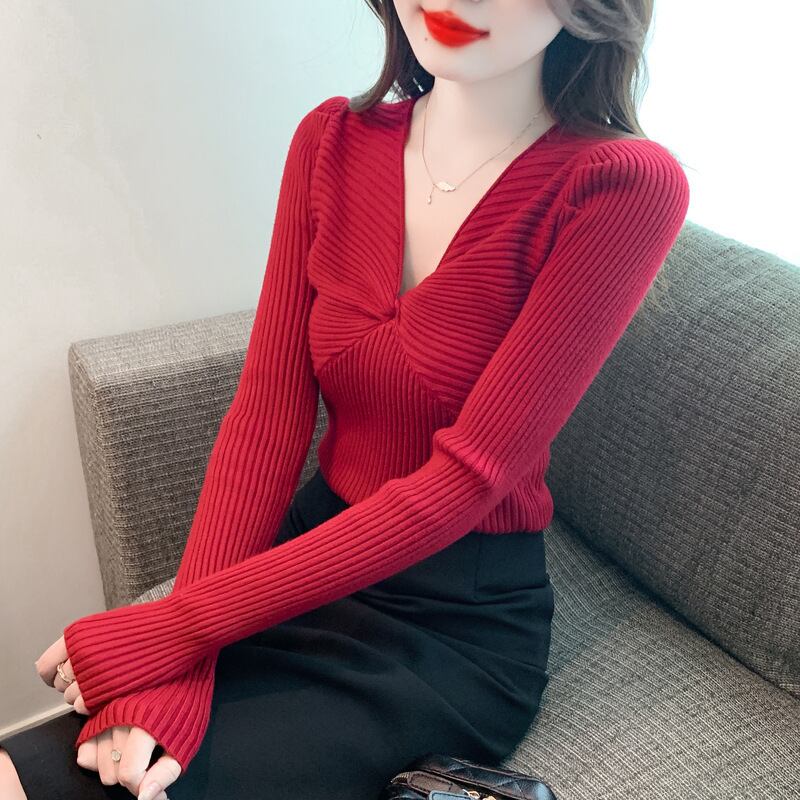 【tops】Vネックニットトップス　M27554