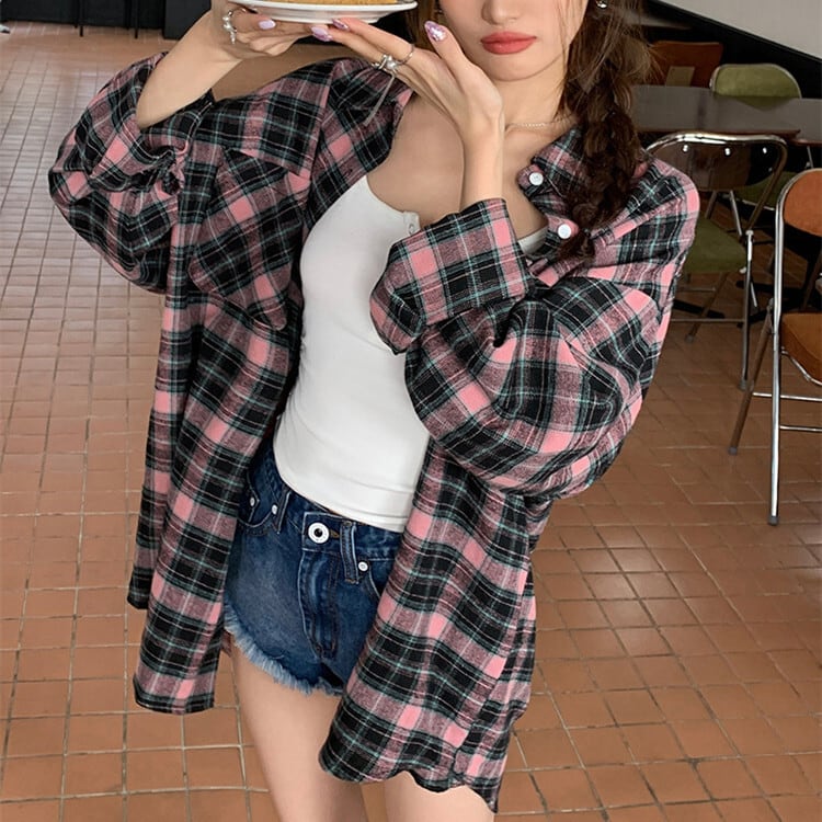 【tops】チェック柄シャツトップス　M25331