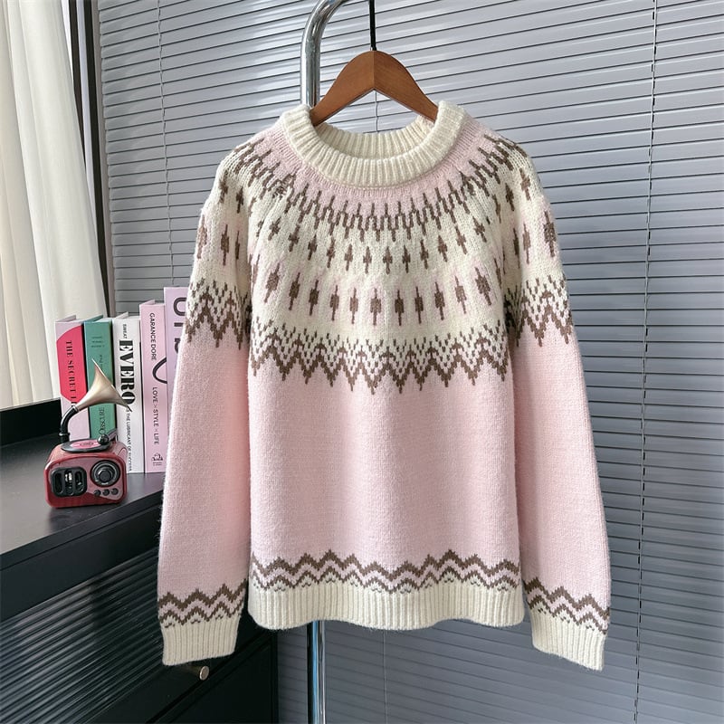 【tops】ジャカードニットセーター　M28285