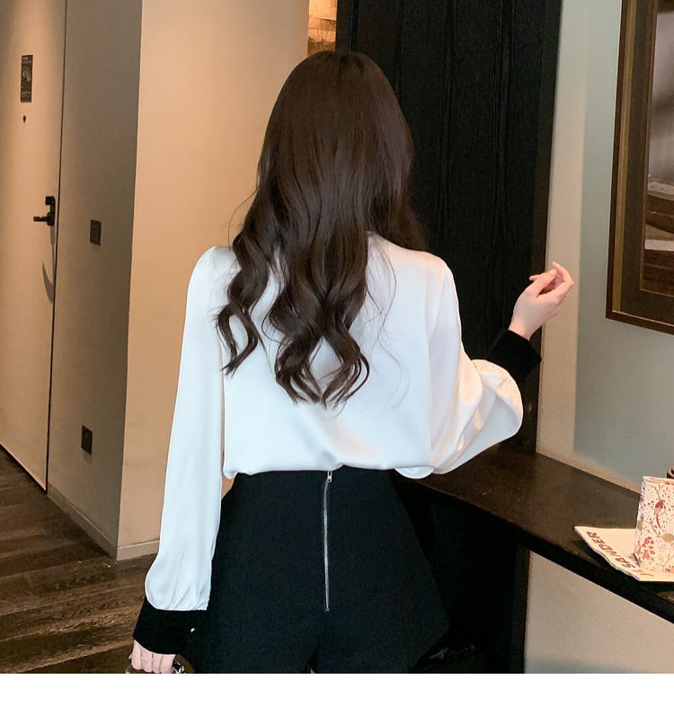 【tops】リボン付きシャツトップス　M25721