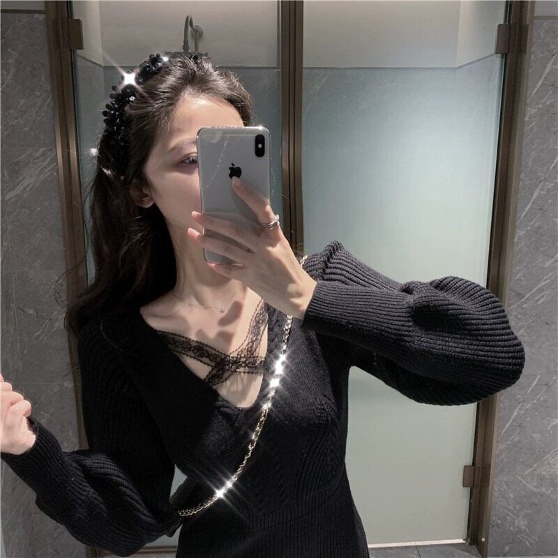 【dress】ニットミニワンピース 　N2265