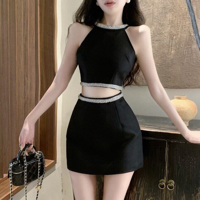 【set】ノースリーブタンクトップ+スカート2点セットF7511