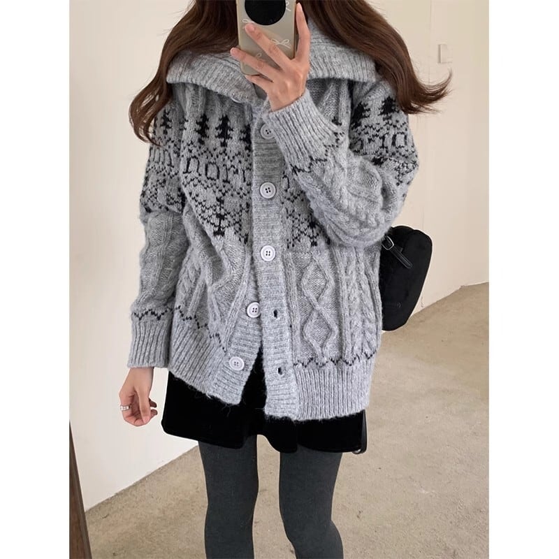 【outer】ジャカードニットカーデ　M27798