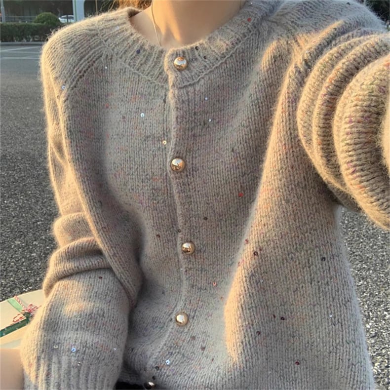 【outer】スパンコールニットカーデ　M25796