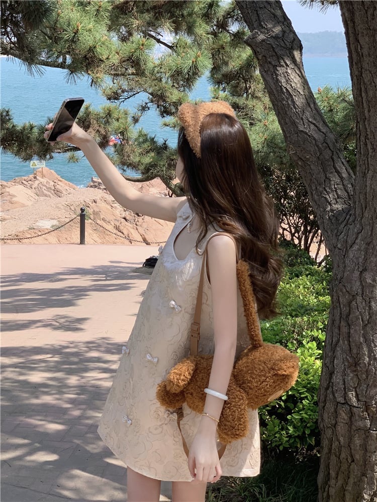 【dress】リボン付きノースリーブワンピース　M24007