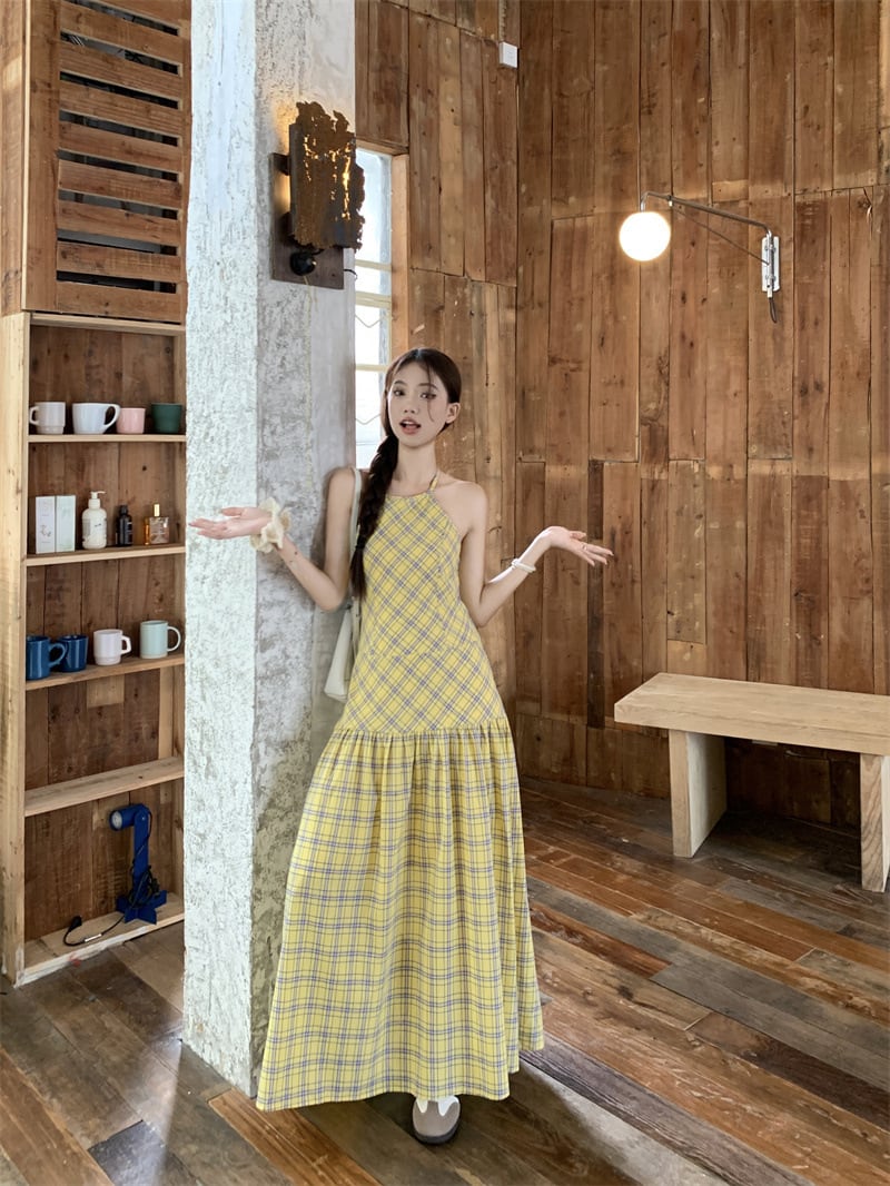 【dress】チェック柄キャミワンピース　M24372