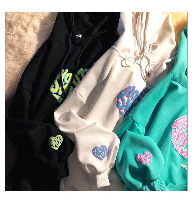 【tops】韓国ファッションINS風フード付き長袖英字柄配色ゆったり着回しF0805