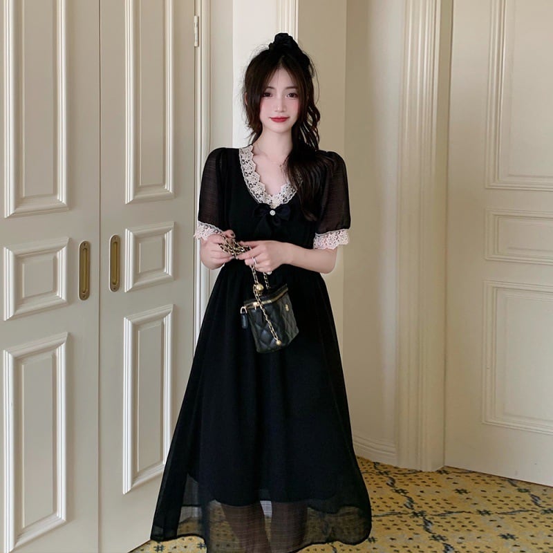 【dress】Vネックレースデートワンピース G20928