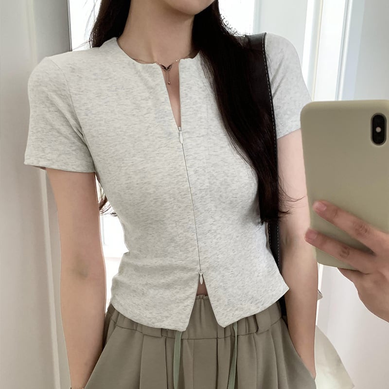 【tops】ファスナーTシャツ　M25069