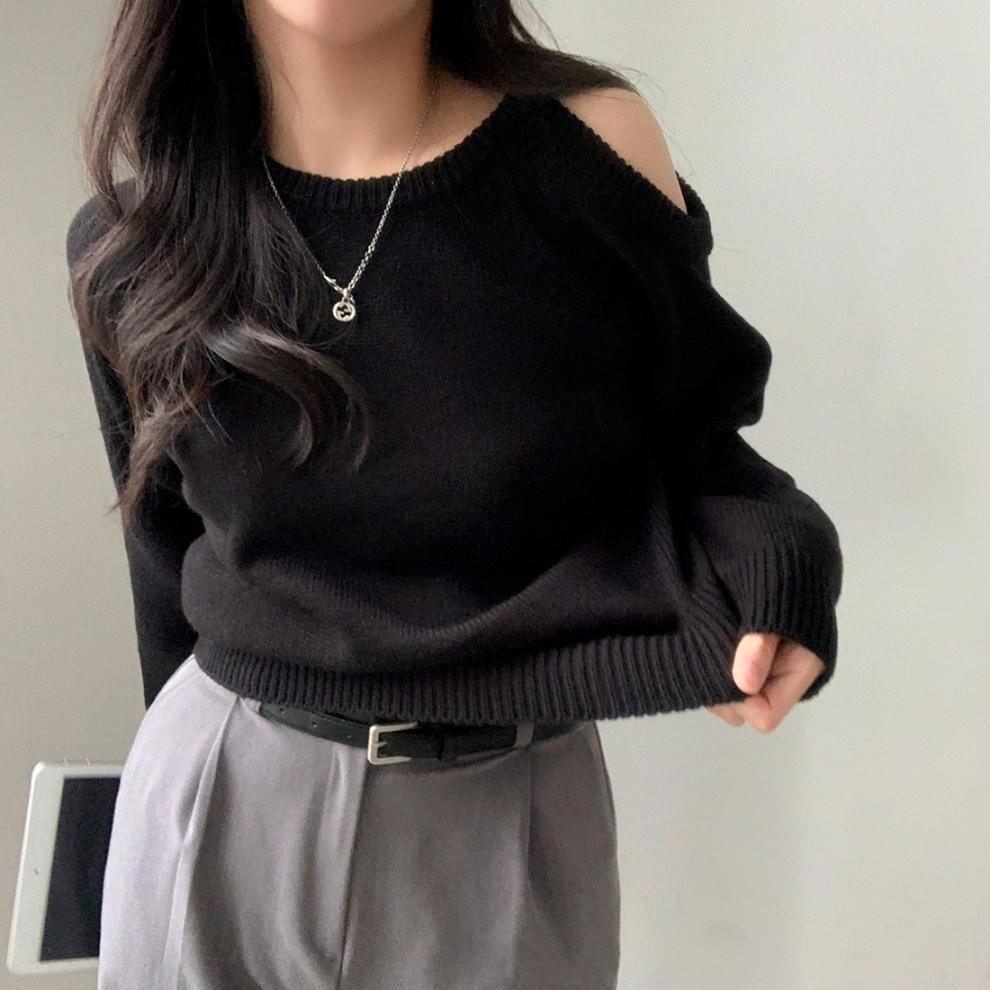 【tops】オフショルダーニットセーター　M27355