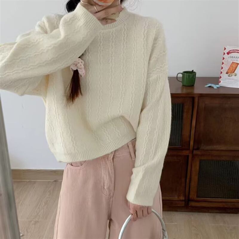 【tops】クルーネックニットセーター　M18495