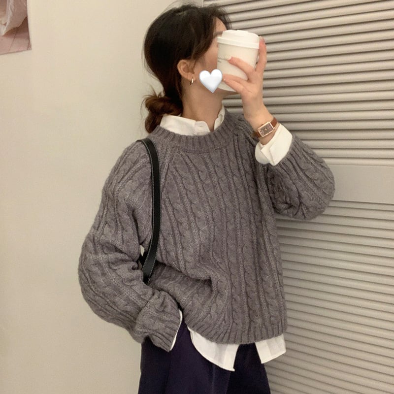 【tops】無地ニットセーター　M27041