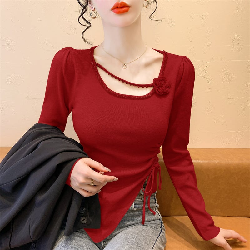 【tops】ビジュー不規則 イレギュラーニットトップス　M28665