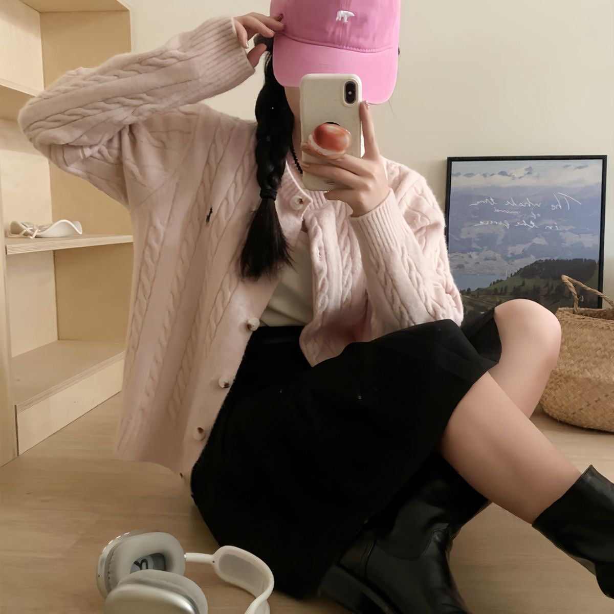 【outer】ポロカラーニットカーディガンF8142