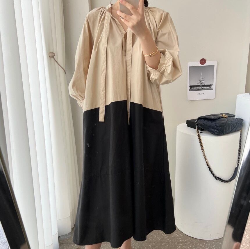 【dress】配色カジュアルワンピース　M18692