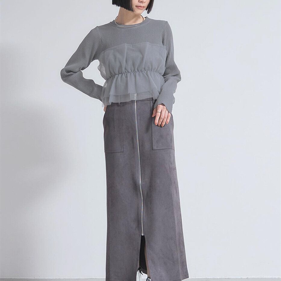 【tops】チュールドッキングニットトップス　M28014