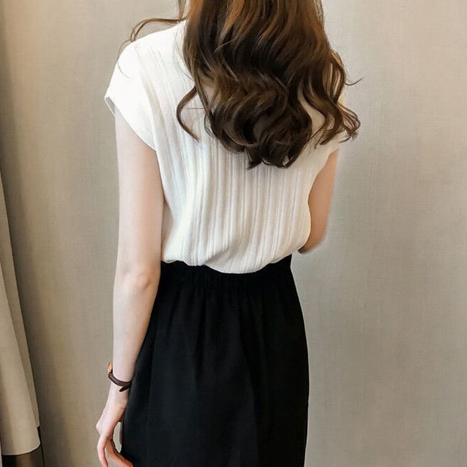 【tops】ファッションラウンドネック半袖ニットゆったり着まわしTシャツ