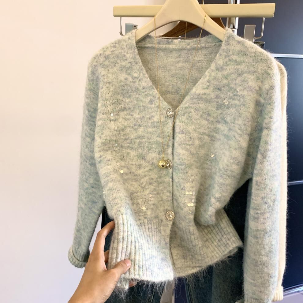 【outer】スパンコールニットカーデ　M29266