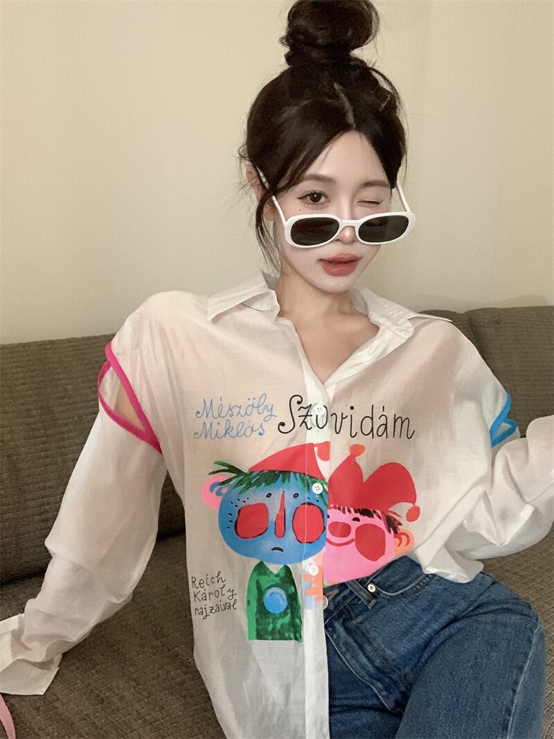 【tops】プリント薄手ブラウスG20368