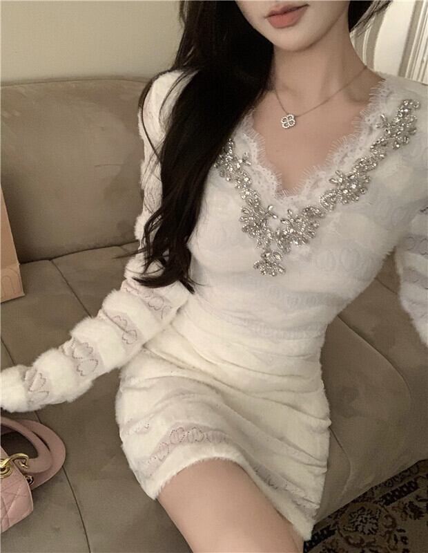 【dress】ビジューレースデートワンピース　M28176