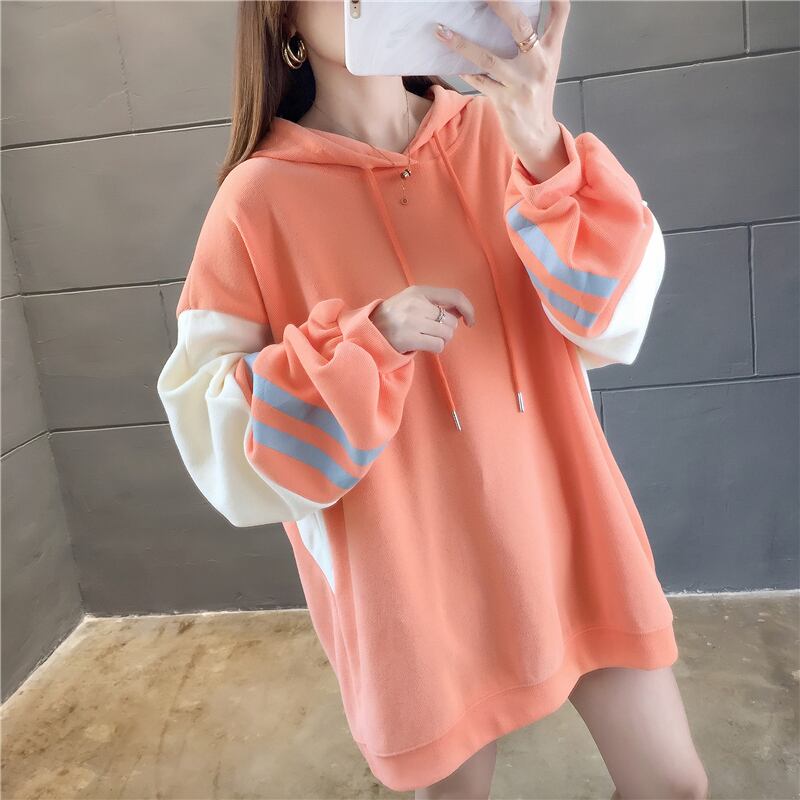 【tops】必ず目を引くフード付き長袖配色秋新作3色カジュアルゆったり着回しパーカーF0721