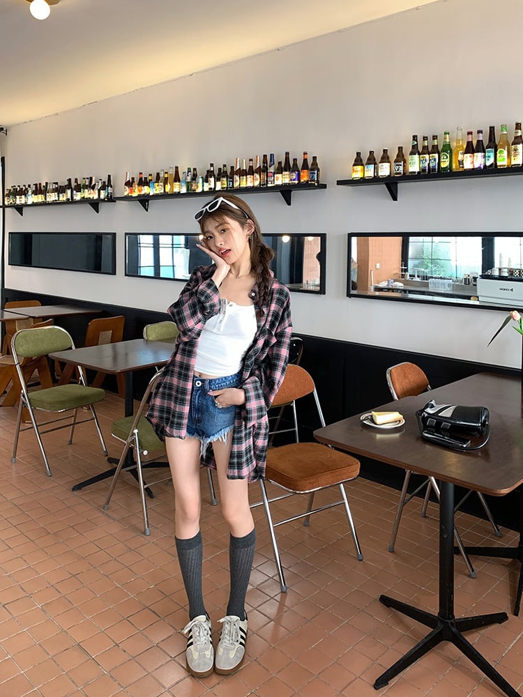 【tops】チェック柄シャツトップス　M25331