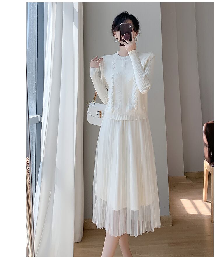 【set】ニットベスト×ワンピースセット　M19158