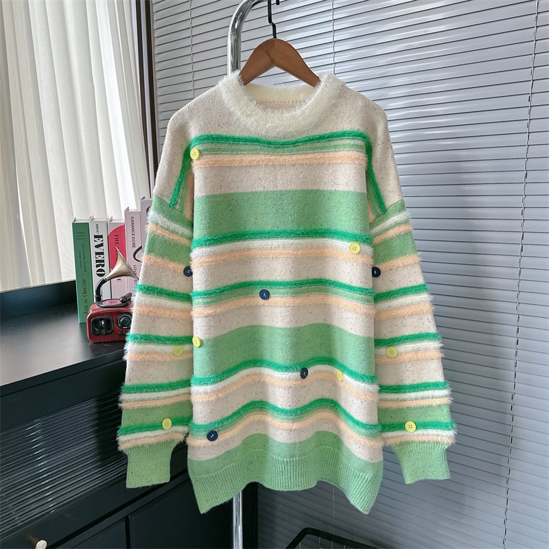 【tops】ボーダー柄ニットセーター　M26389