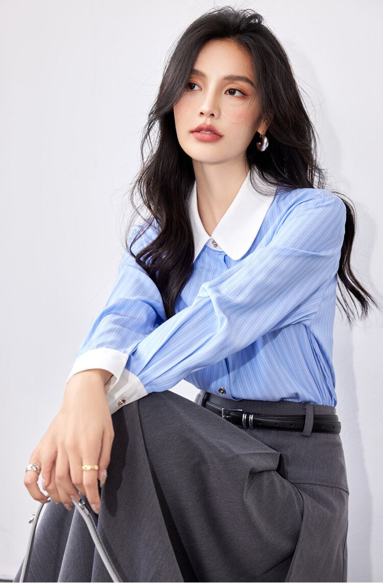 【tops】ストライプ柄長袖ブラウスG20239