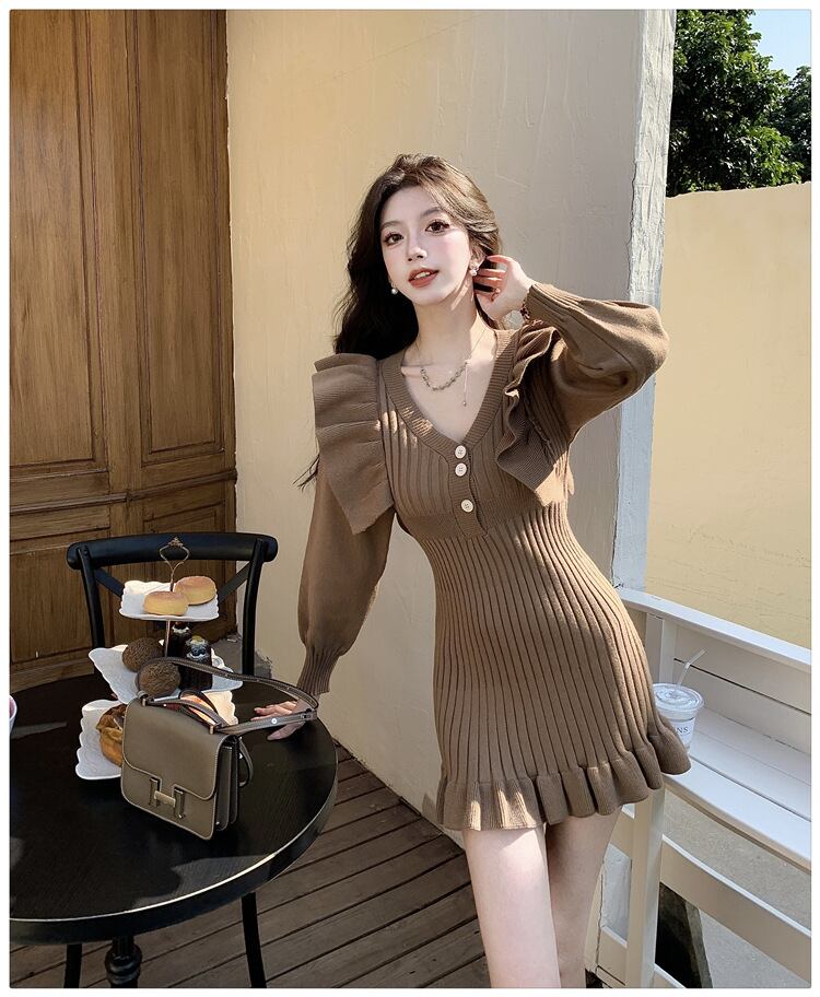 【dress】フリルニットワンピース　M28791
