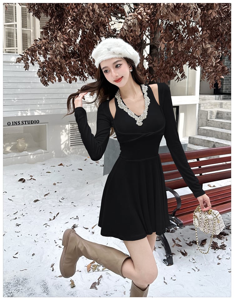 【dress】ビジューデートワンピース　M27418