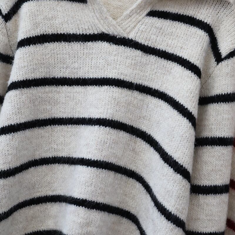 【tops】ボーダー柄ニットセーター　M27522