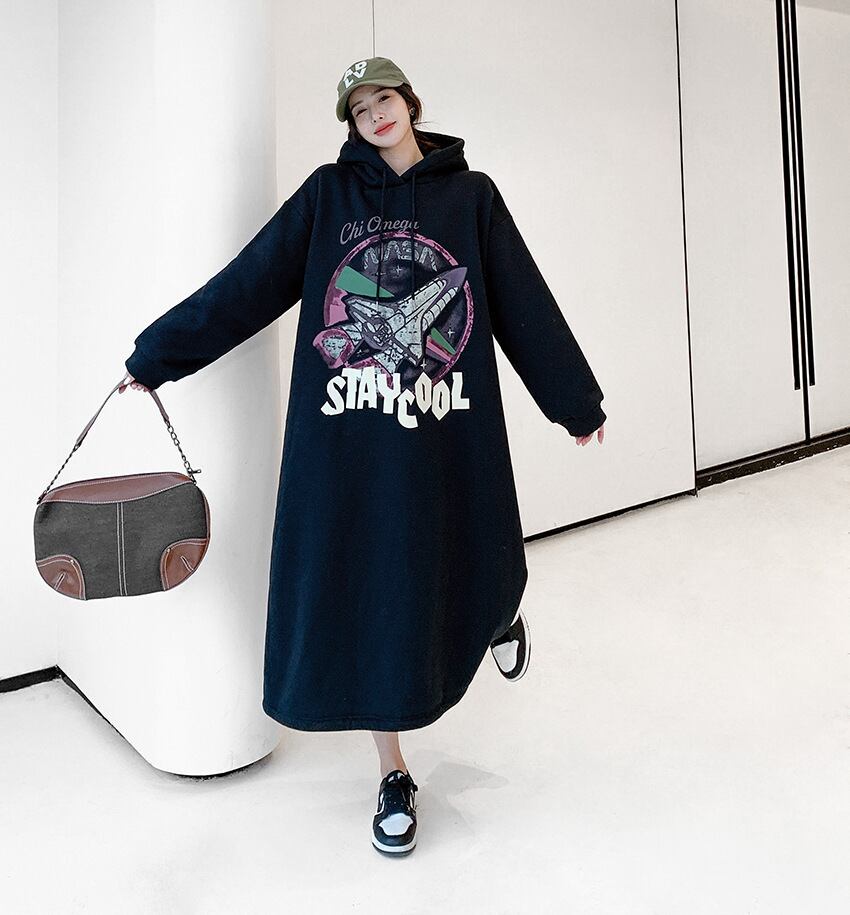 【dress】裹起毛パーカーワンピース　M18579