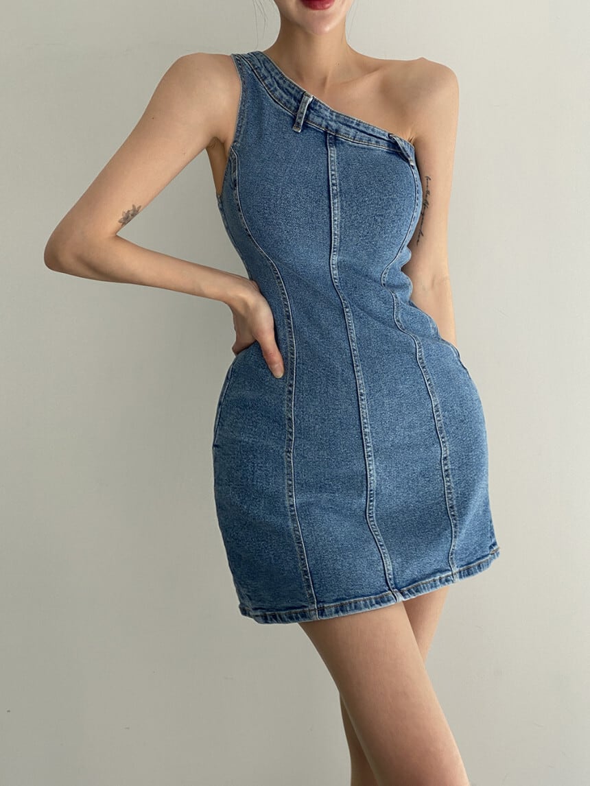 【dress】オフショルダーデニムワンピース　M25031