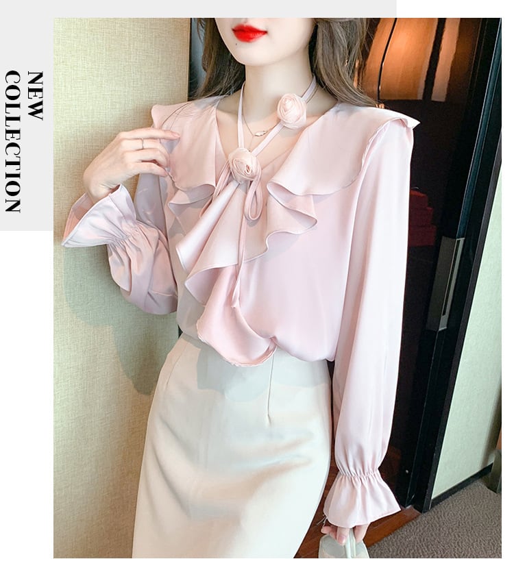 【tops】フリルシャツトップス　M25769