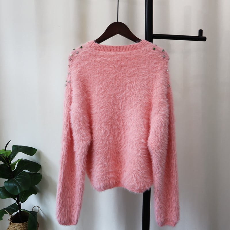 【tops】ビジューシャギーニットセーター　M26122