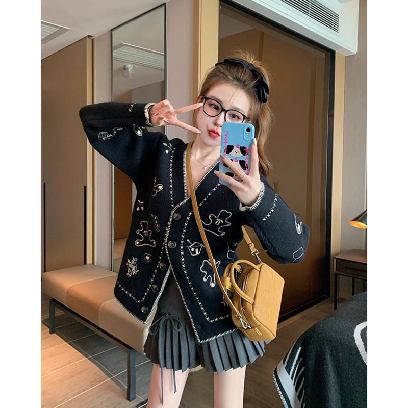 【outer】Vネックニットカーデ　M26381