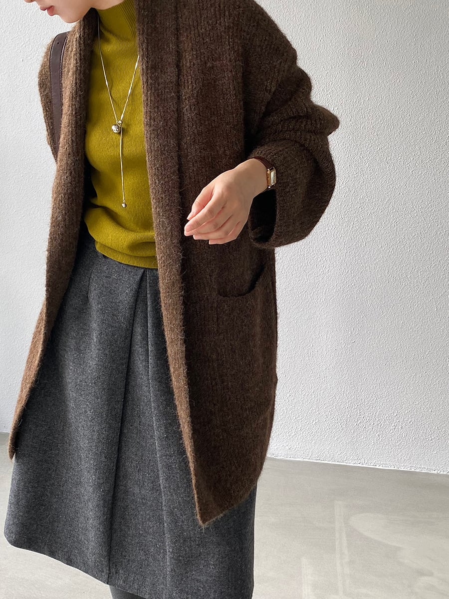 【outer】ロングニットカーディガン Q7242