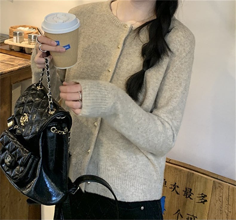 【outer】クルーネックニットカーデ　M25950