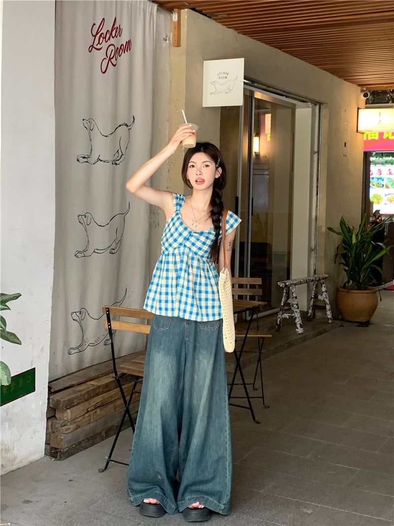 【tops】チェック柄トップス　M25051