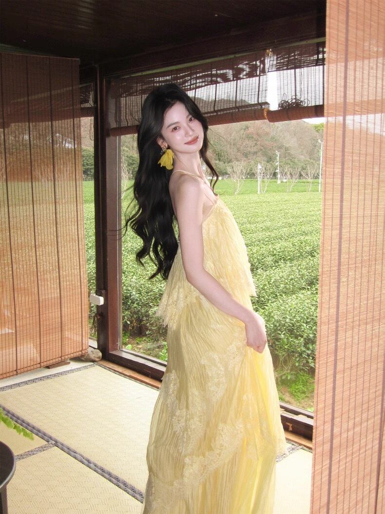 【dress】ティアードロングキャミワンピース Q8358