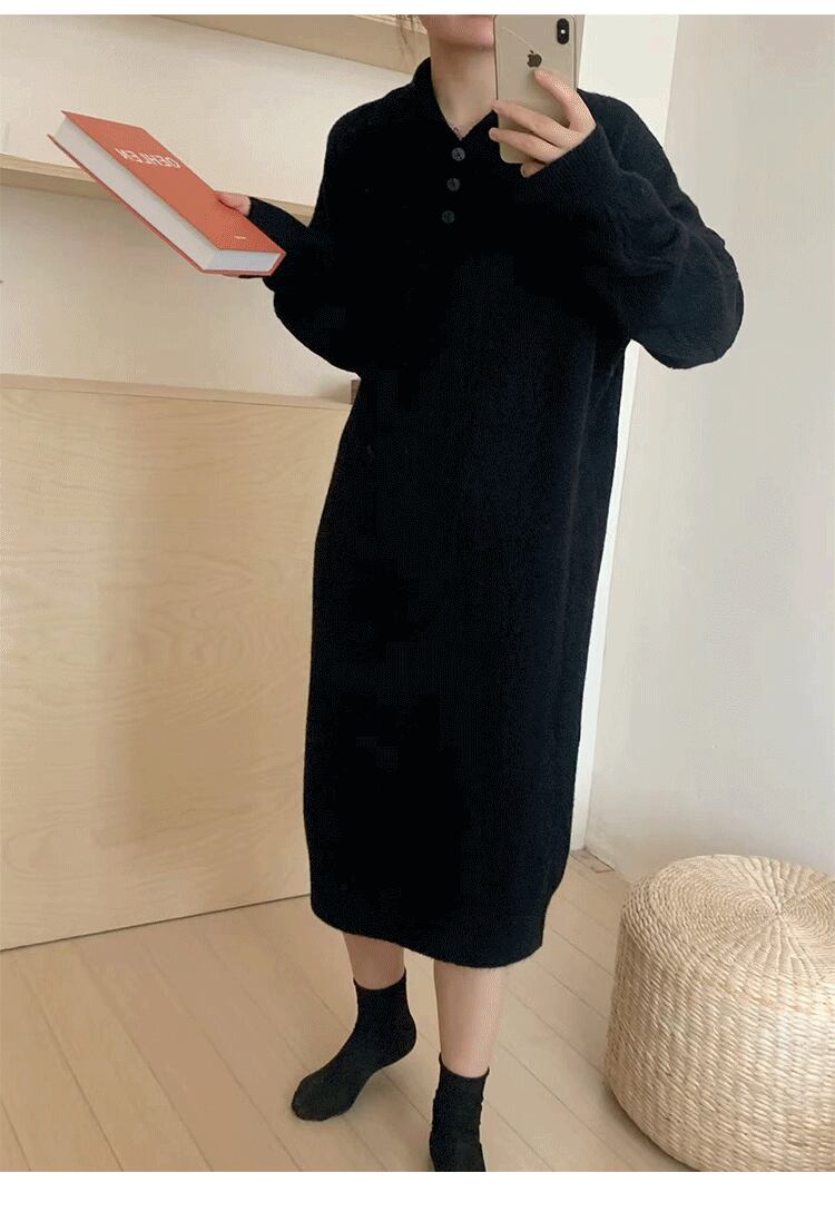 【dress】POLOネックニットワンピース　M18757