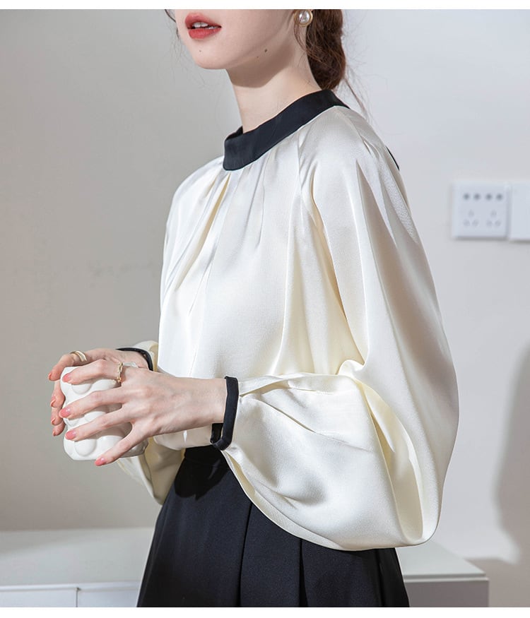 【tops】スタンドネックリボンブラウスG20316