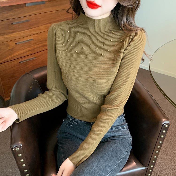 【tops】パールニットトップス　M27553