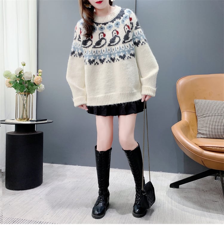 【tops】ジャカードニットセーター　M27647
