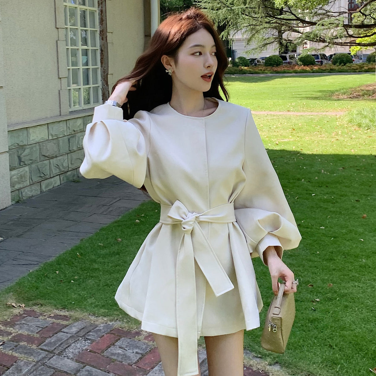 【dress】2WAYノーカラーミニワンピース　N3327