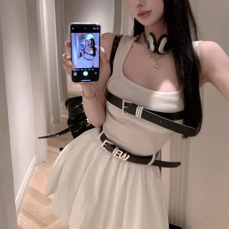 【dress】ベルト付きキャミバルーンワンピース Q8331